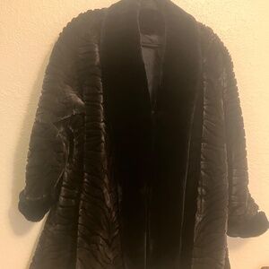 Gallery Coat Faux Fur Size 12 Brown Black Zebra Stripes Vintage